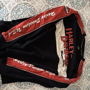 Harley-Davidson Black and Orange sweatshirt.